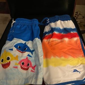 Two Pairs of Toddlers Swim Trunks Pinkfong by Nickelodeon and Tommy Bahama
